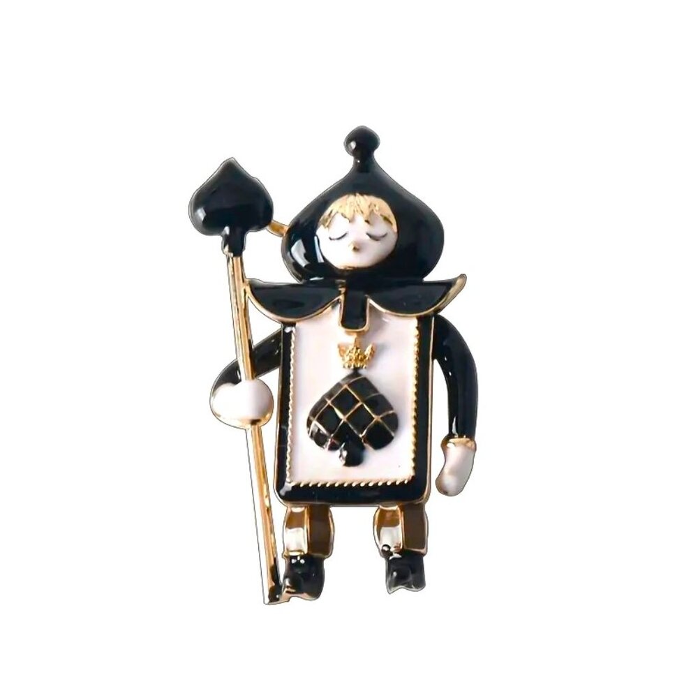 Alice in Wonderland Enamel Brooch Soldier Queen Hearts Spade Cards Poker Villian - Picture 3 of 8